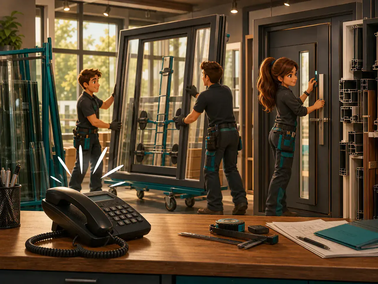 Illustration zur telefonischen Erreichbarkeit für Fenster- und Türenbauer