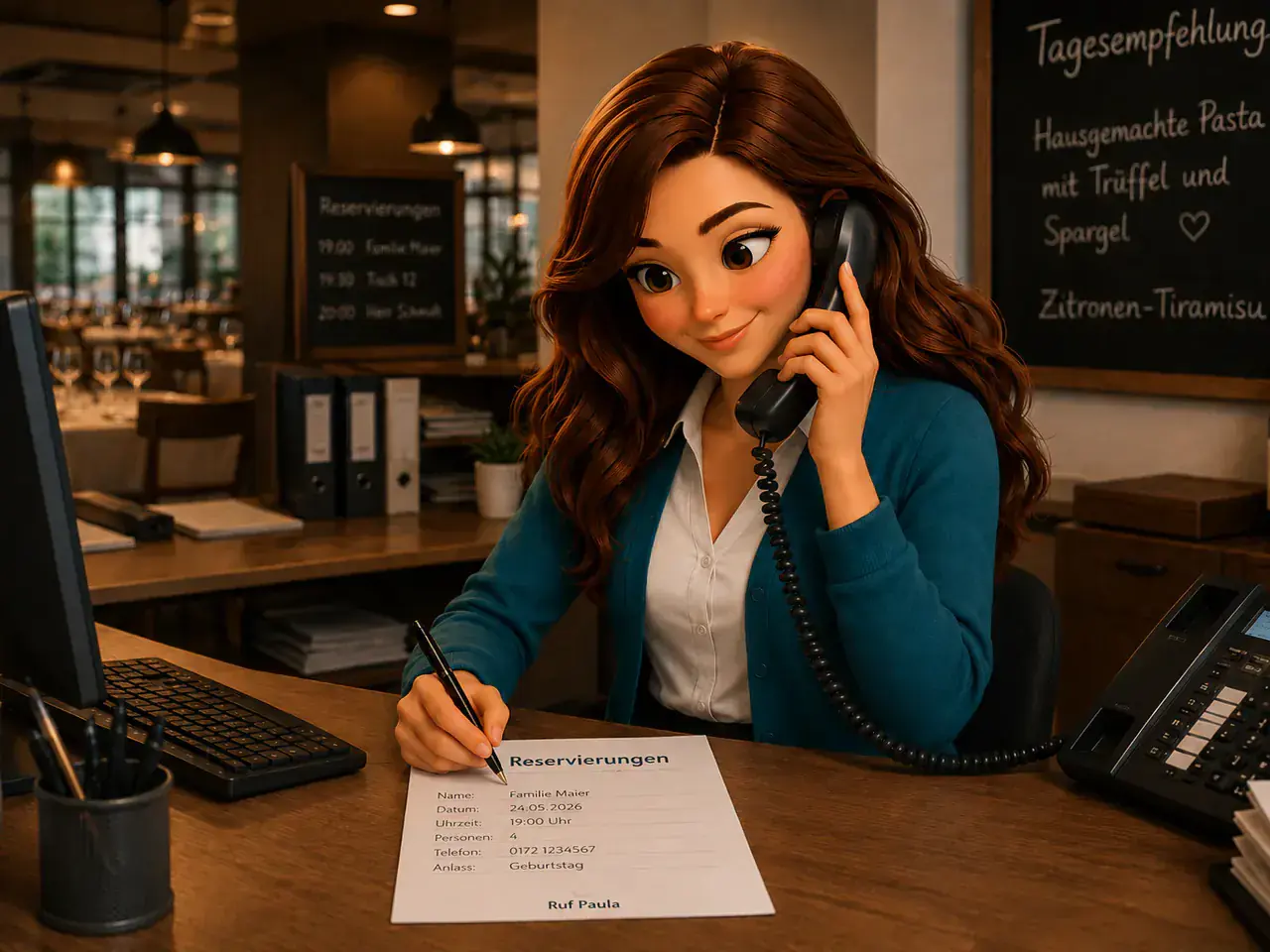 Illustration einer strukturierten Gesprächsübergabe für Restaurants
