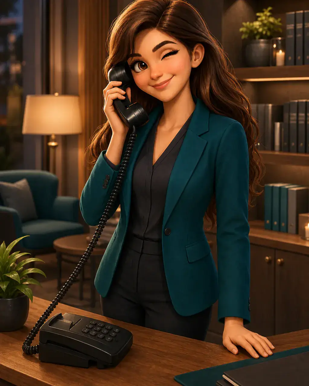 Ruhige Illustration von Paula als KI-Telefonassistentin für ein Bestattungsinstitut