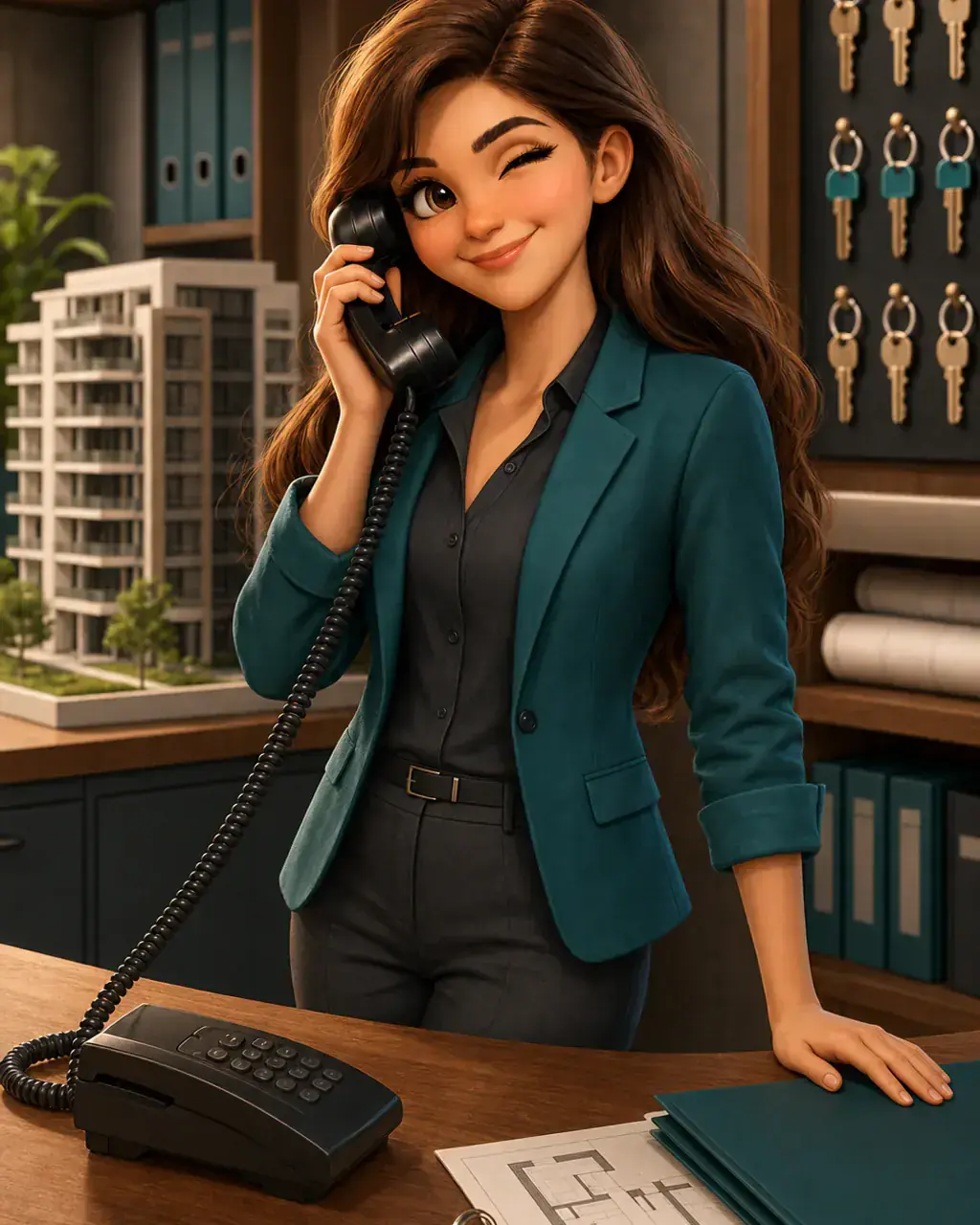 Illustration von Paula als KI-Telefonassistentin für eine Hausverwaltung